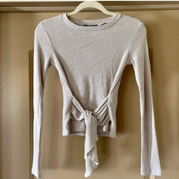 Zara Cream Tie Front Fitted Blouse - Picture 1 of 5